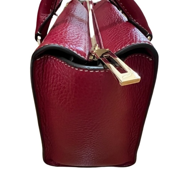 Michael Kors "Shelly" Medium Zip Top Satchel Cherry with Gold Trim - Picture 2 of 12